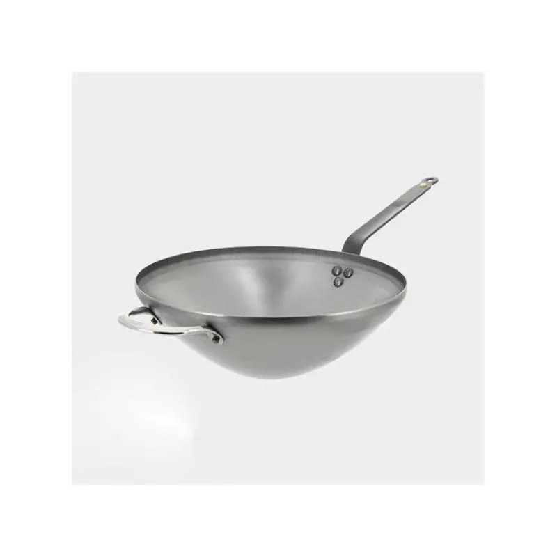 Woks En Acier-De Buyer MINERAL Wok en tôle d´acier cire d´abeille D40