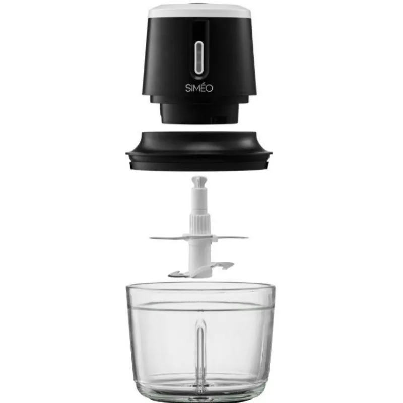Hacher | Mini Hachoirs-SIMEO Mini Hachoir électrique bol en verre sans fil 4 Lames