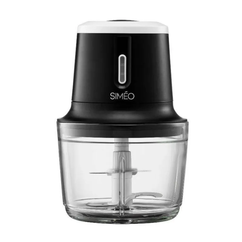 Hacher | Mini Hachoirs-SIMEO Mini Hachoir électrique bol en verre sans fil 4 Lames