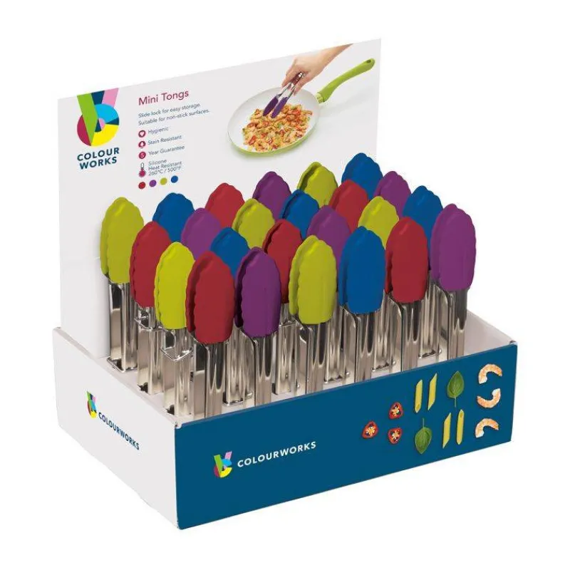 Pinces | Pinces-Kitchen Craft Mini pinces en acier et silicone Colour Works coloris variés