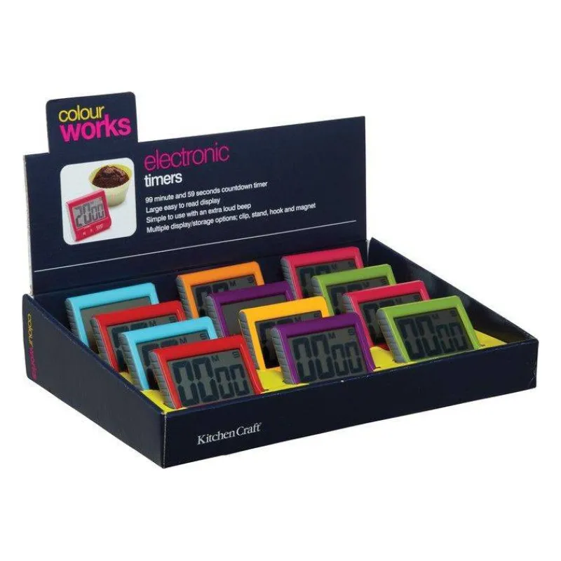 Minuteurs-Kitchen Craft Minuteur Electronique Compte à rebours Colour Works Coloris variés