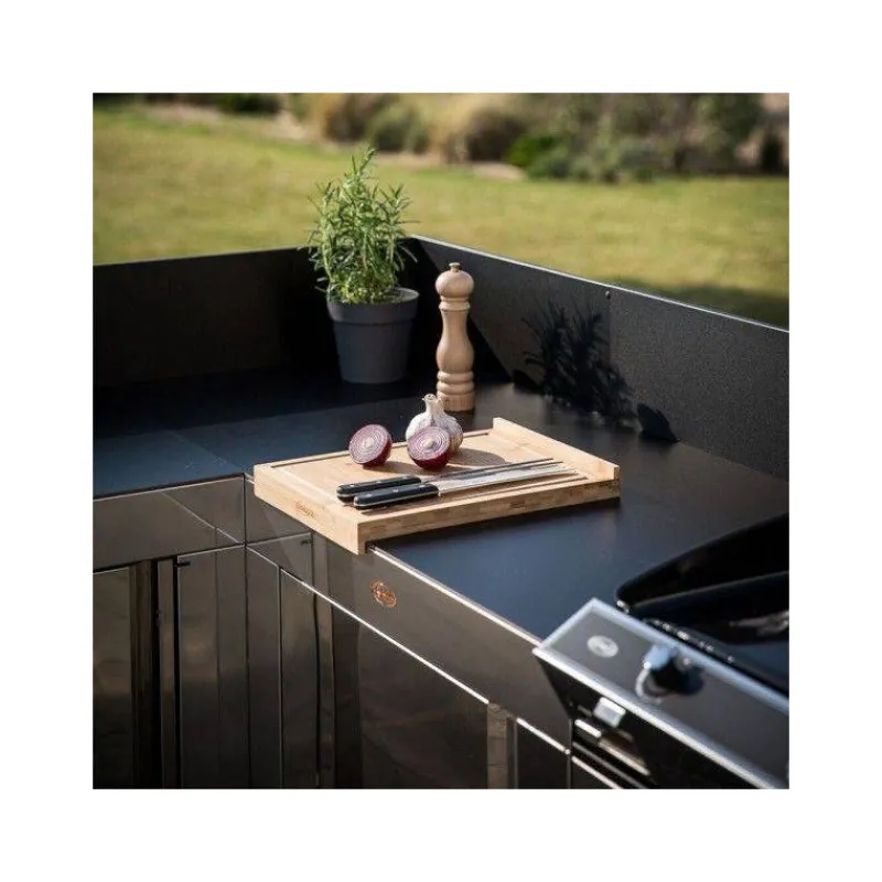 Cuisine Extérieure-ENO MODULO Cuisine extérieure Elément Plateau d´angle Inox et Noir