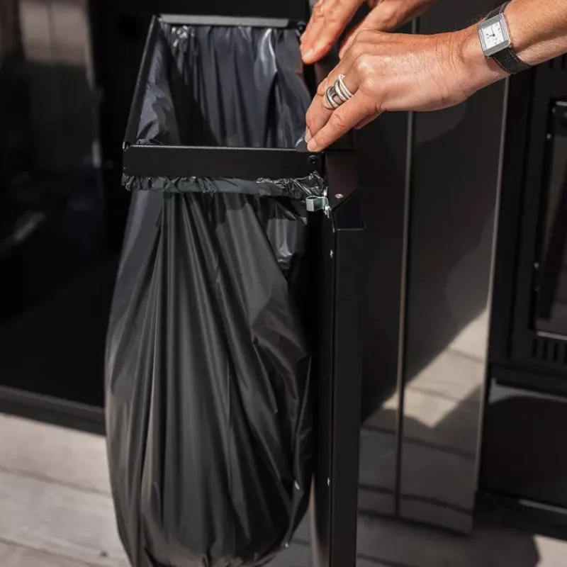 Cuisine Extérieure-ENO MODULO Cuisine extérieure Support Sac Poubelle Acier Noir