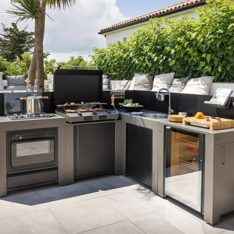 Cuisine Extérieure-ENO MODULO Pack Cuisine extérieure Elément pour Frigo 115 L Acier Galvanisé Gris Cargo