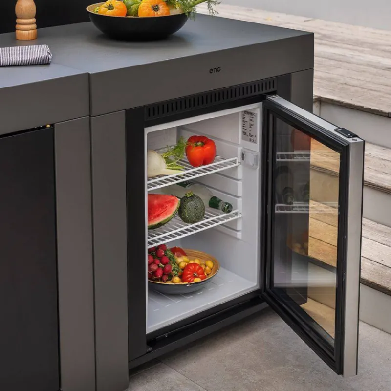 Cuisine Extérieure-ENO MODULO Pack Cuisine extérieure Elément pour Frigo 115 L Acier Galvanisé Gris Cargo