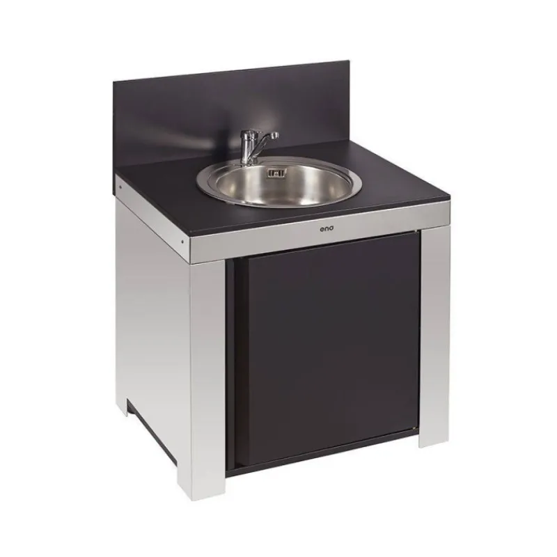 Cuisine Extérieure-ENO MODULO Pack Cuisine extérieure Elément Évier Inox + Acier galvanisé Noir