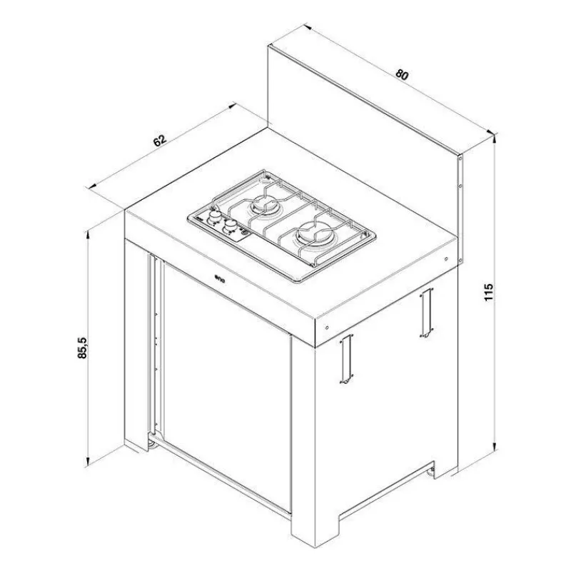 Cuisine Extérieure-ENO MODULO Pack Cuisine extérieure MASTER Elément pour Table de cuisson Acier Galvanisé Gris Cargo