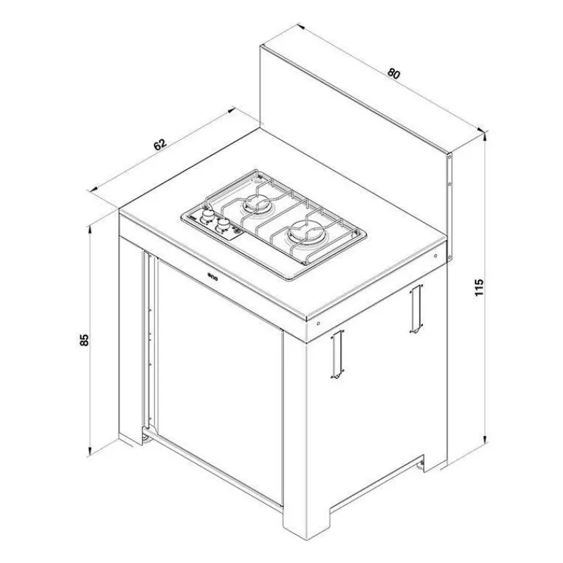 Cuisine Extérieure-ENO MODULO Pack Cuisine extérieure MASTER Elément pour Table de cuisson Inox  Acier Galvanisé Noir