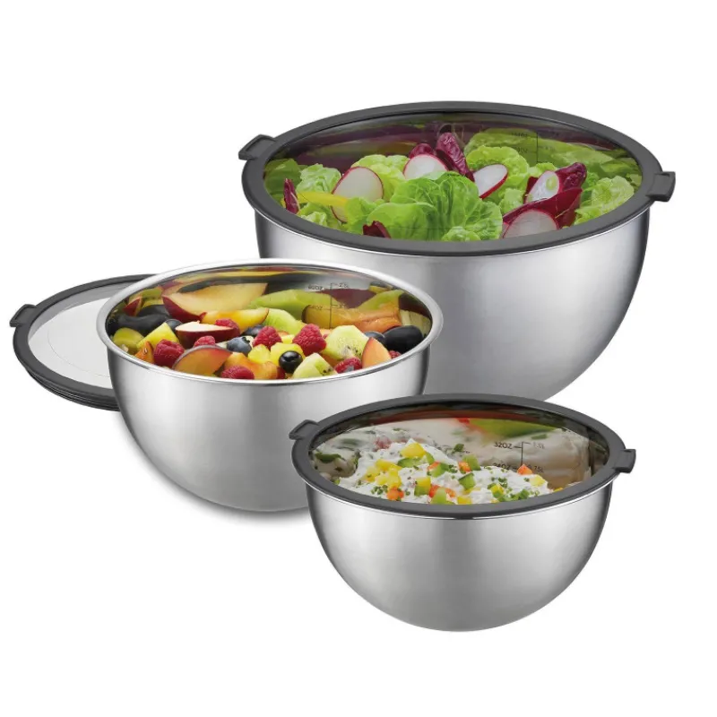 Boites Et Saladiers | Bols À Mixer-GEFU MONDI Saladier inox avec couvercle transparent - Le lot de 3