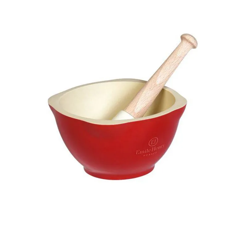 Mortiers-Emile HENRY Mortier/Pilon Céramique 14cm Rouge Grand Cru