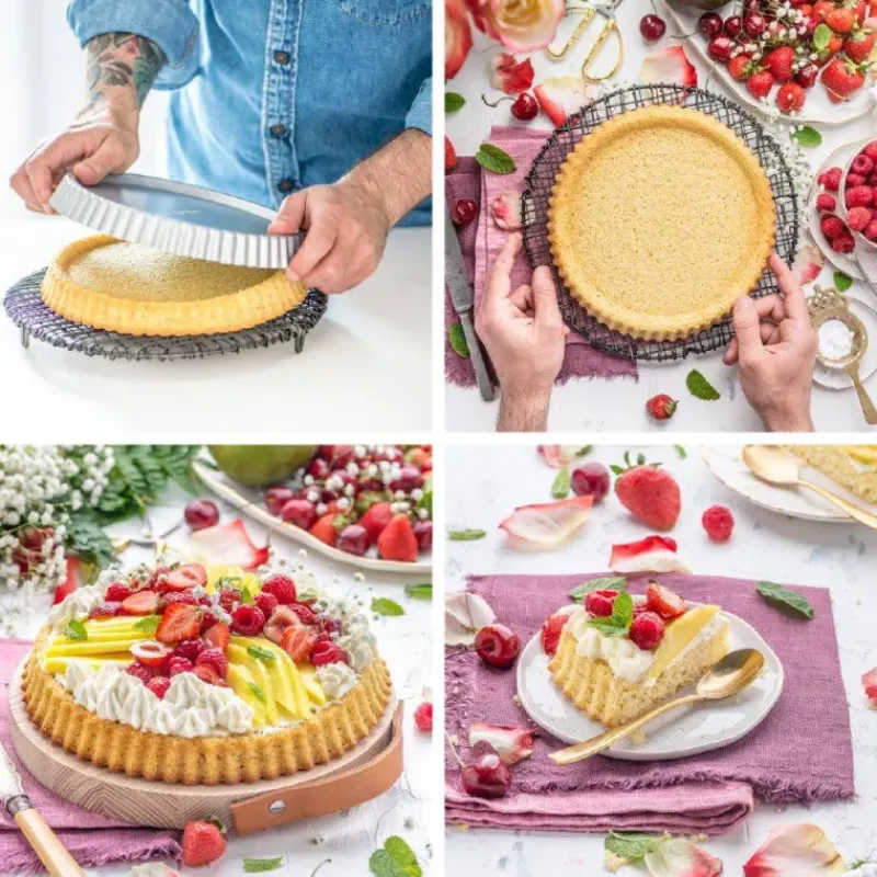 Moules À Tarte | Quiches Et Tourtes-Decora Moule à tarte Fruits Frais en acier revêtement anti adhésif D24