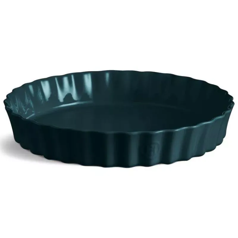 Moules À Tarte | Quiches Et Tourtes-Emile HENRY Moule à Tarte Tourtière haute Bleu Belle Ile  D32 cm