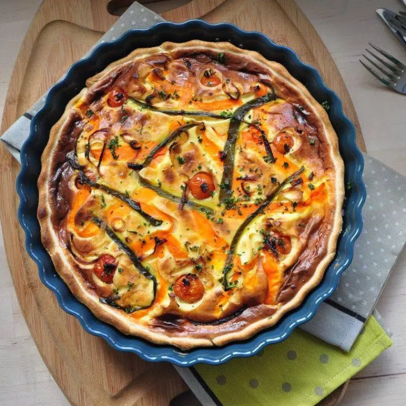 Moules À Tarte | Quiches Et Tourtes-Emile HENRY Moule à Tarte Tourtière haute Bleu Calanques D28 cm