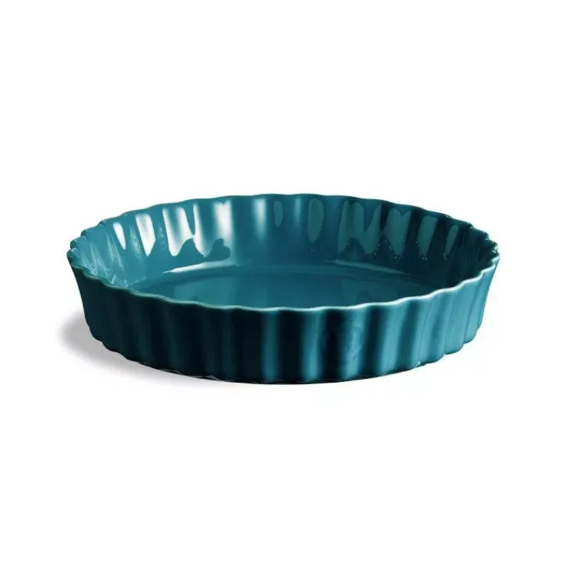 Moules À Tarte | Quiches Et Tourtes-Emile HENRY Moule à Tarte Tourtière haute Bleu Calanques D28 cm