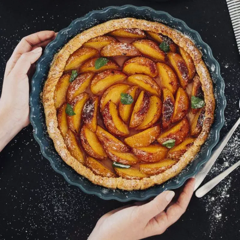 Moules À Tarte | Quiches Et Tourtes-Emile HENRY Moule à Tarte Tourtière haute Bleu Calanques D28 cm