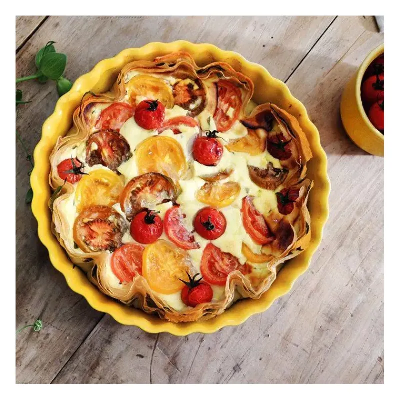Moules À Tarte | Quiches Et Tourtes-Emile HENRY Moule à Tarte Tourtière haute Jaune Provence  D28 cm