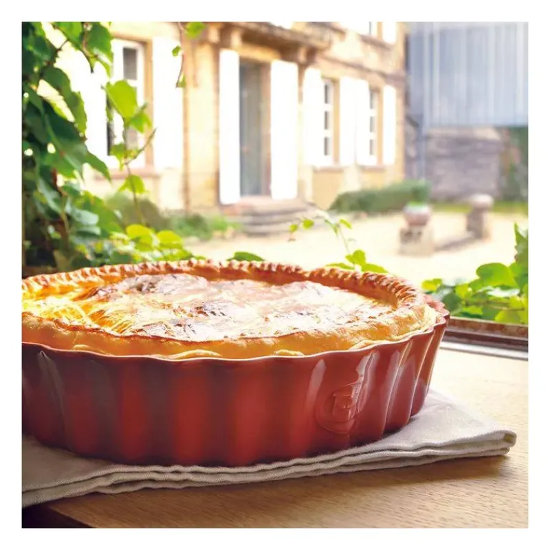 Moules À Tarte | Quiches Et Tourtes-Emile HENRY Moule à Tarte Tourtière haute Orange Toscane D28 cm