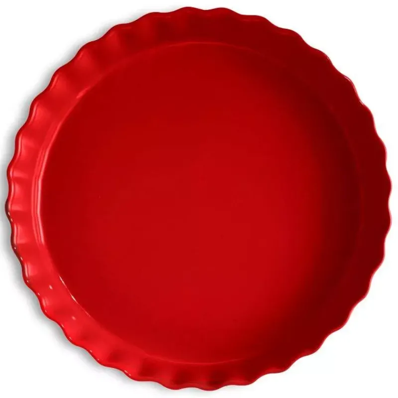 Moules À Tarte | Quiches Et Tourtes-Emile HENRY Moule à Tarte Tourtière haute Rouge Grand cru  D32 cm