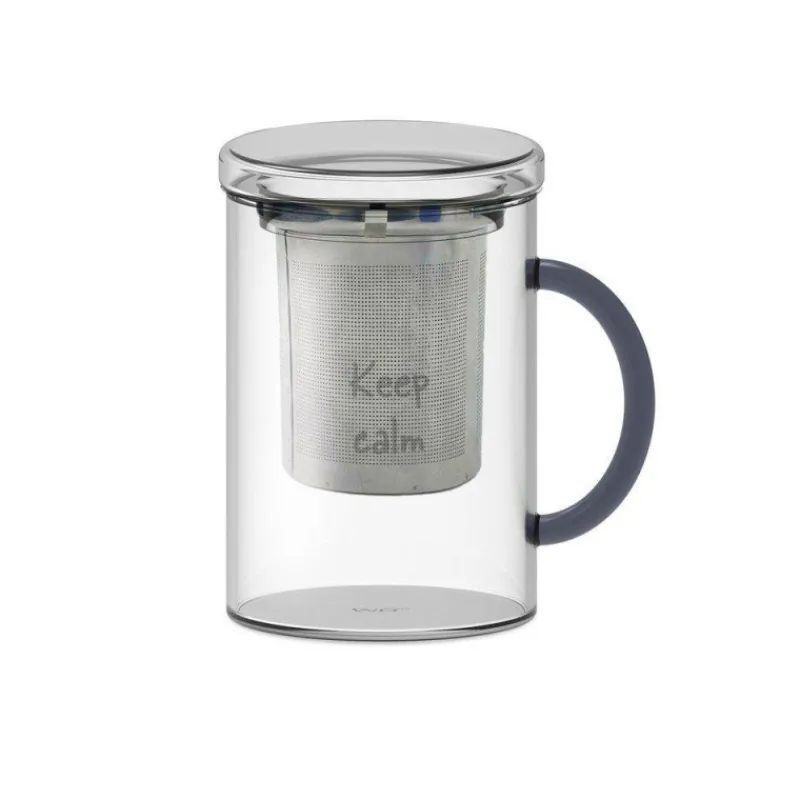 Mugs-WD Lifestyle MUG Tasse Tisanière avec couvercle en verre 42 cl Noir
