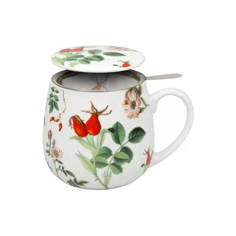 Mugs-KONITZ MUG tasse Tisanière avec couvercle Porcelaine Könitz MY FAVOURITE TEA HAGEBUTTE