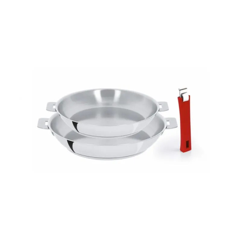 Poêles En Inox | Poêles Amovibles-CRISTEL Mutine Poêle Inox Haute D24 + D28 + poignée amovible framboise