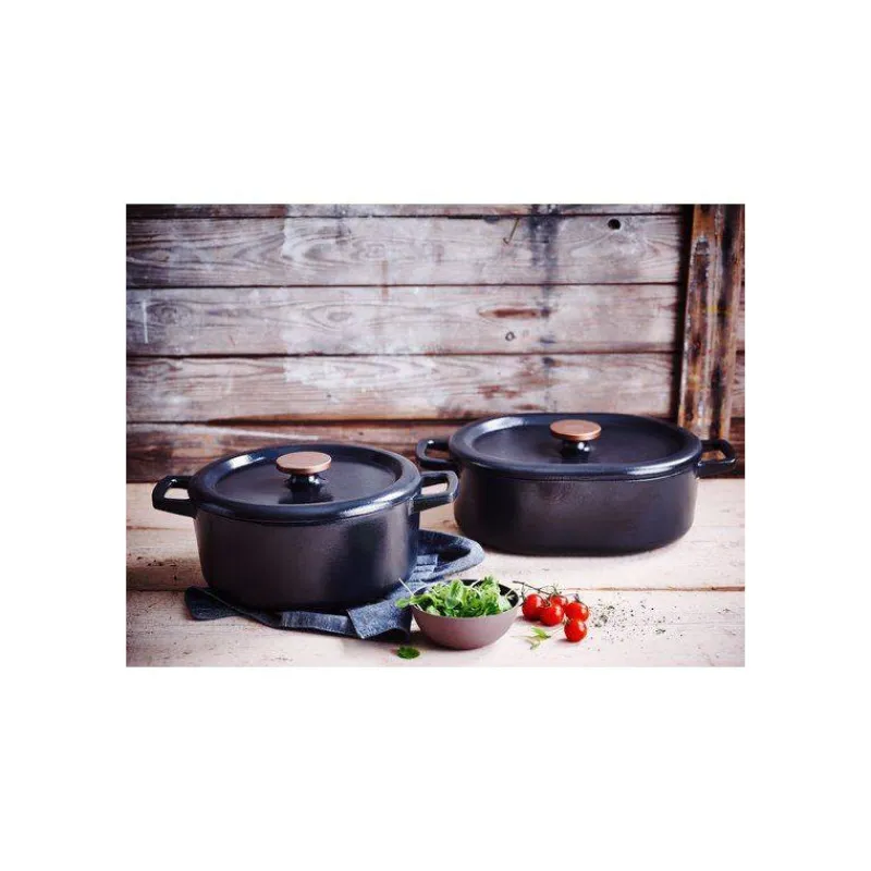 Cocottes En Fonte Traditionnelle-BEKA NORI Cocotte en fonte Emaillée Ronde Noir D26