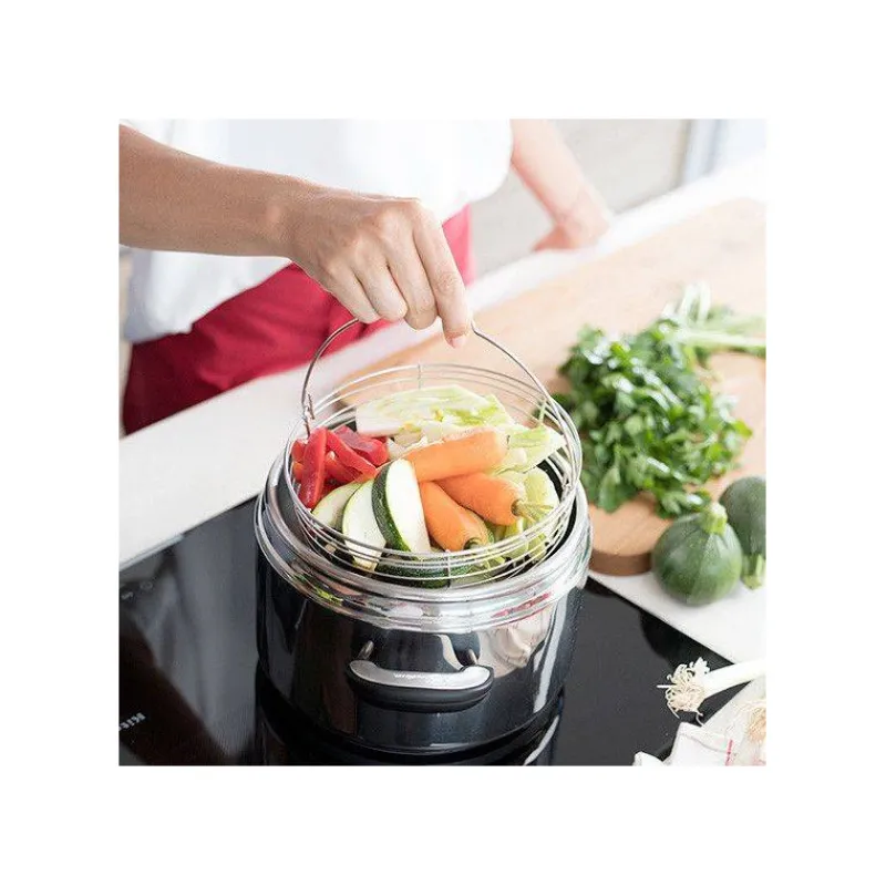 Ouvertures Classiques-Lagostina NOVIA LAGOEASY´UP Vitamin Autocuiseur Inox Couvercle à levier + panier   5 L
