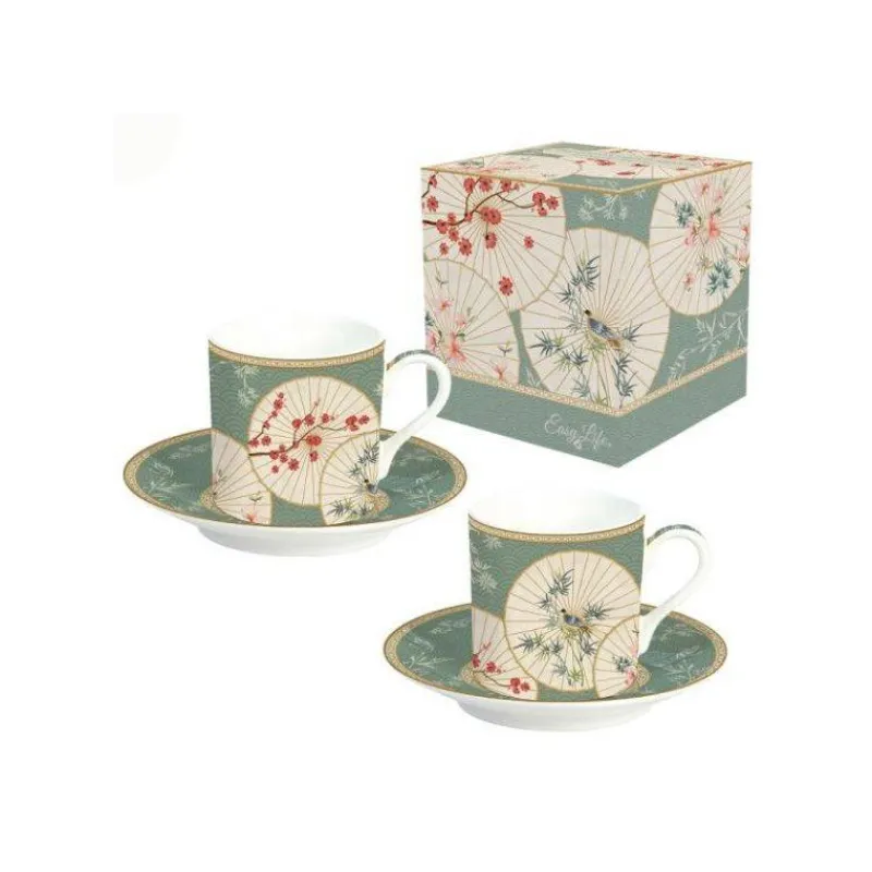 Tasses Expresso-Easy Life Oriental Dreams Coffret Paire Tasse Café Expresso Porcelaine EASYLIFE - Les 2