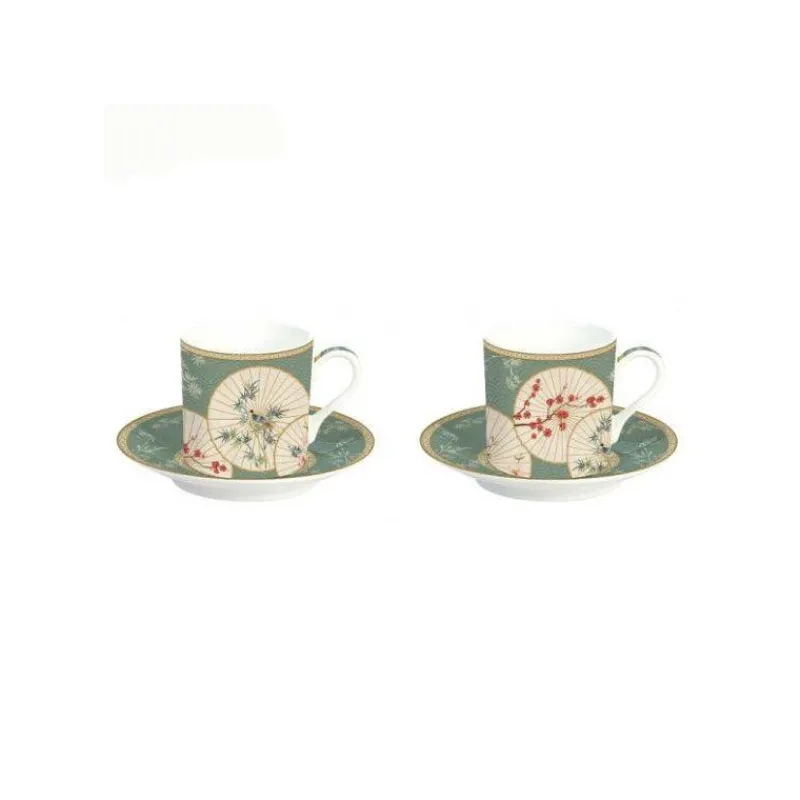 Tasses Expresso-Easy Life Oriental Dreams Coffret Paire Tasse Café Expresso Porcelaine EASYLIFE - Les 2