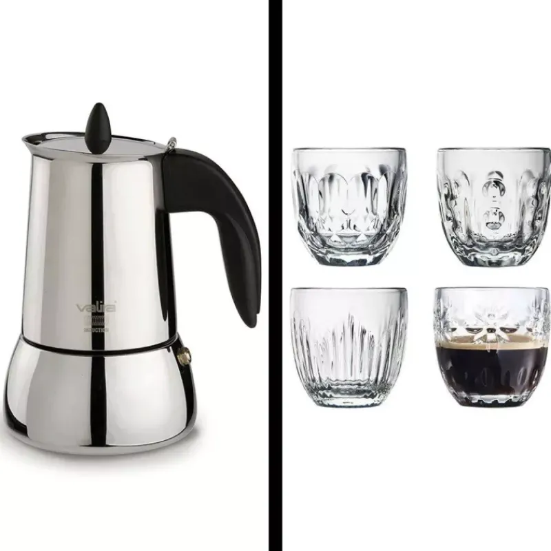 Cafetières Italiennes-Valira Pack Cafetière italienne Inox Induction  30 cl + 4 tasses expresso LA ROCHERE