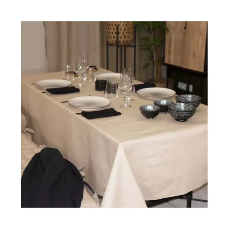 Nappe Table Ronde-Sud Etoffe PALACE Nappe 70% coton 30% polyester enduit Rond D155 Lin