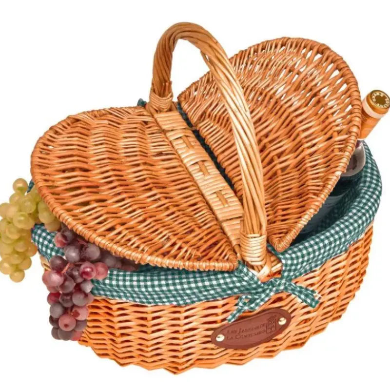 Paniers Pique-nique-Les Jardins de la Comtesse Panier en osier Campagne Vichy Vert