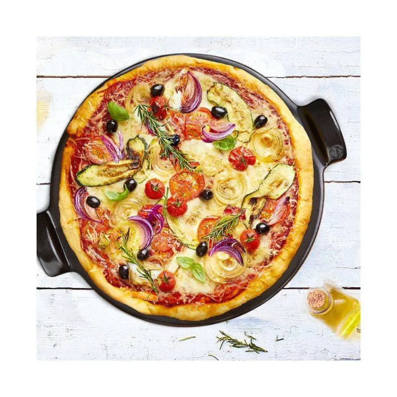 Ustensiles De Cuisine Pour Pizzas | Pizzas-Emile HENRY PIZZA Stone 36cm Four BBQ Fond lisse NOIR Mat