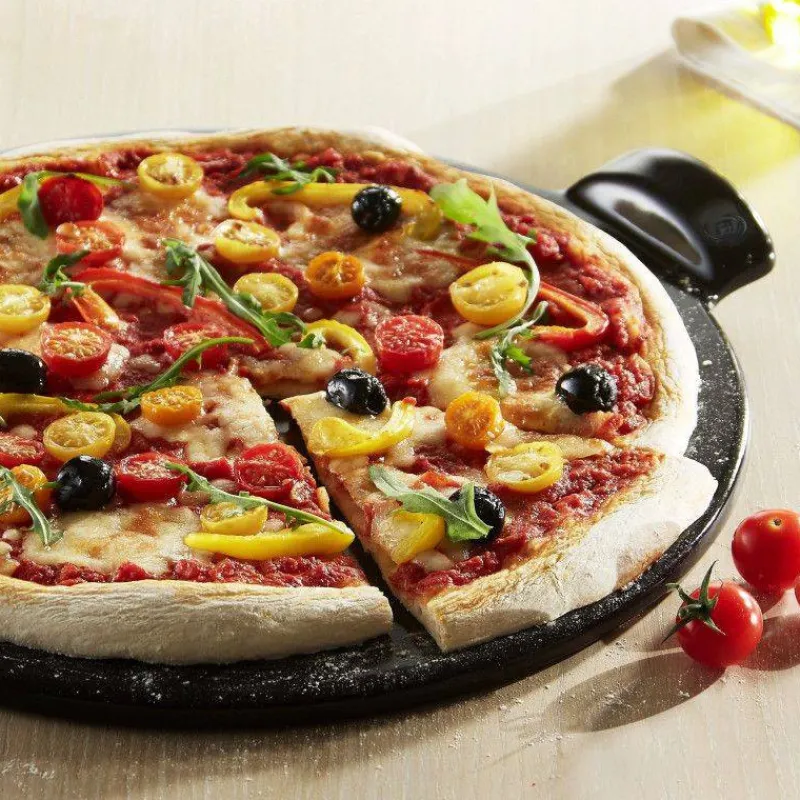 Ustensiles De Cuisine Pour Pizzas | Pizzas-Emile HENRY PIZZA Stone 36cm Four BBQ Fond lisse NOIR Mat