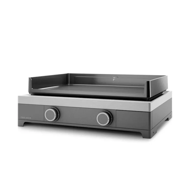 Plancha À Gaz-FORGE ADOUR Plancha GAZ en fonte Châssis Acier 2 feux MODERN 60