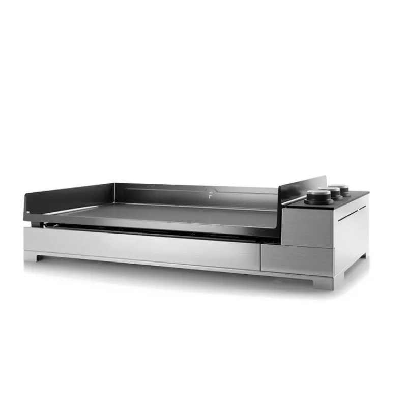 Plancha À Gaz-FORGE ADOUR Plancha GAZ en fonte Châssis Inox 3 feux PREMIUM 75