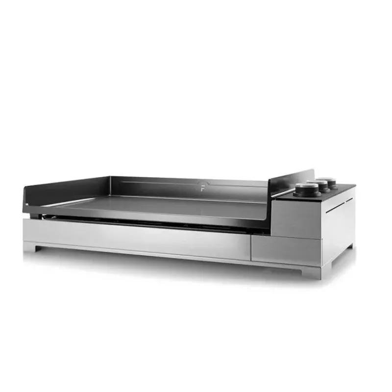 Plancha À Gaz-FORGE ADOUR Plancha GAZ en fonte Châssis Inox 3 feux PREMIUM 75