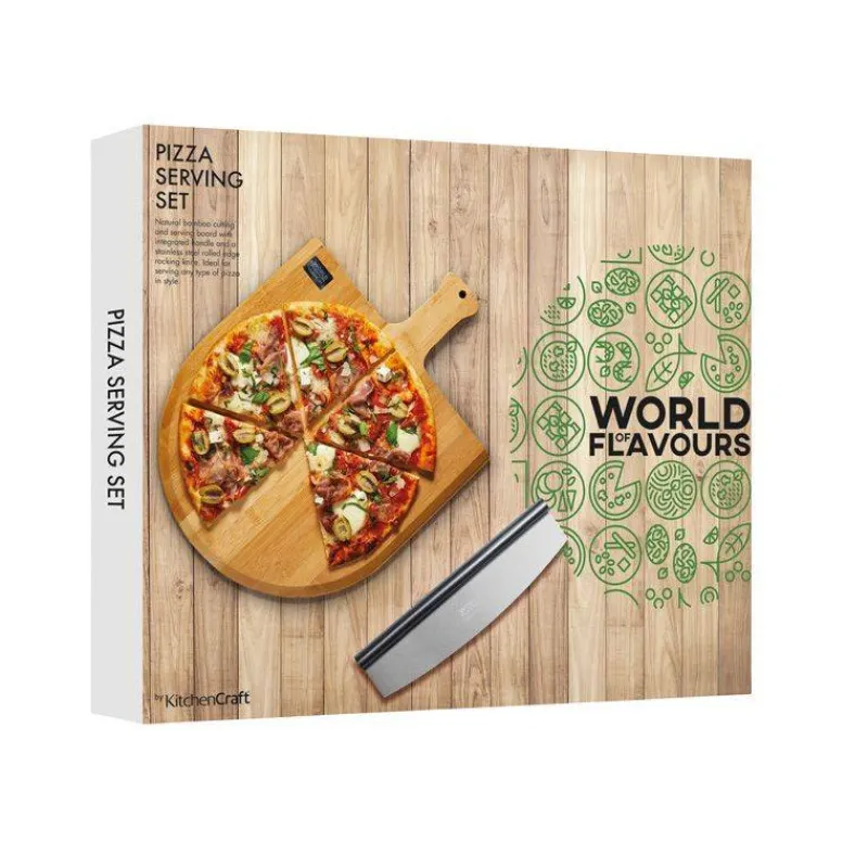 Ustensiles De Cuisine Pour Pizzas | Ustensiles Et Accessoires De Cuisson Pour Pizza-Kitchen Craft Planche à découper et servir à pizza avec couteau à bascule KitchenCraft