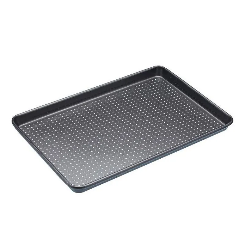 Plaques Anti-adhésives | Plaques De Cuisson-Kitchen Craft Plaque à patisserie rectangulaire Biscuits en acier revêtu perforé MASTERCLASS