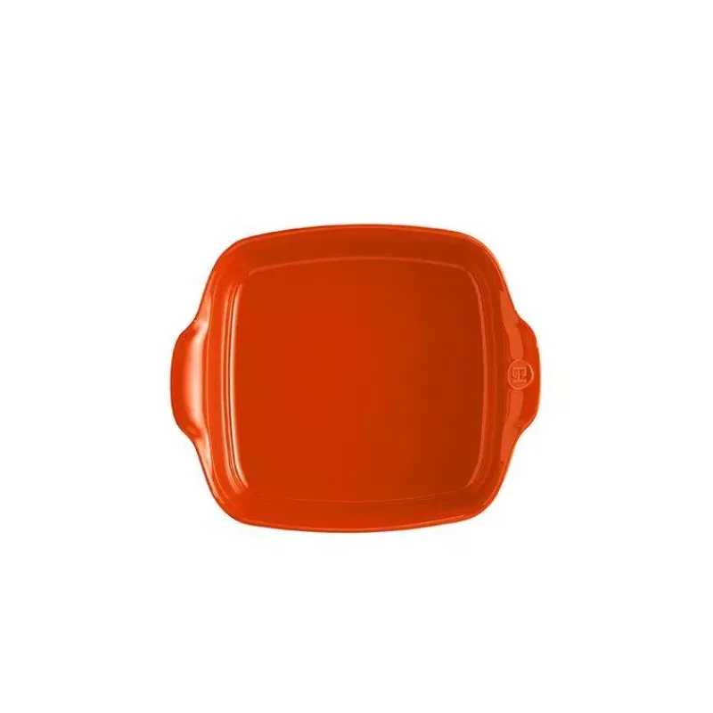Plats À Rôtir Et Gratins-Emile HENRY Plat à Four en Céramique Carré 28 x 23   Orange Toscane