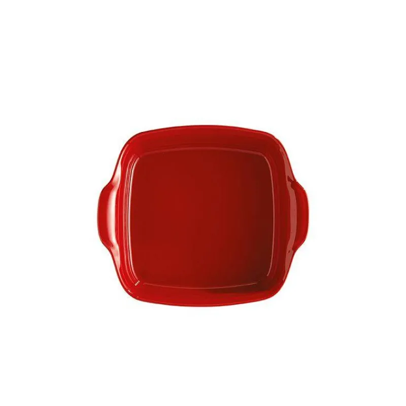 Plats À Rôtir Et Gratins-Emile HENRY Plat à Four en Céramique Carré 28 x 23   Rouge Grand cru