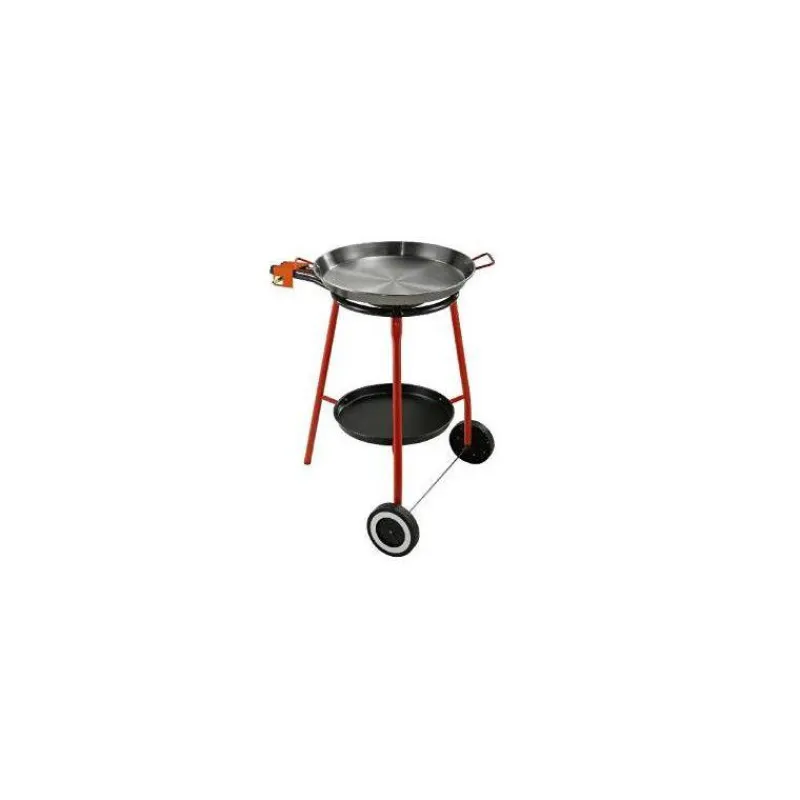 Poêles À Paëlla | Réchauds-La Casserolerie Plat à Paëlla D46 sur chariot et réchaud Andrieu en acier émaillé La Ideal