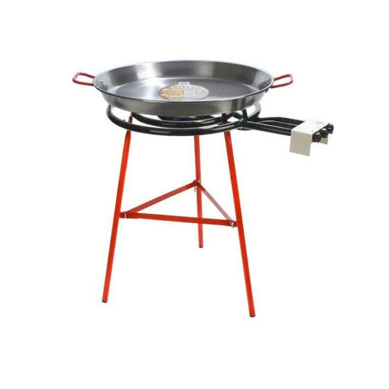Poêles À Paëlla | Réchauds-La Casserolerie Plat à Paëlla D70 sur trépied et réchaud  Ibiza en acier émaillé La Ideal