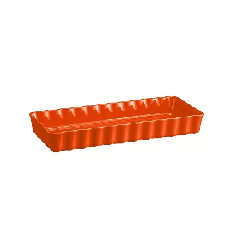 Moules À Tarte-Emile HENRY Plat à Tarte Tourtière Rectangulaire Longue Orange Toscane
