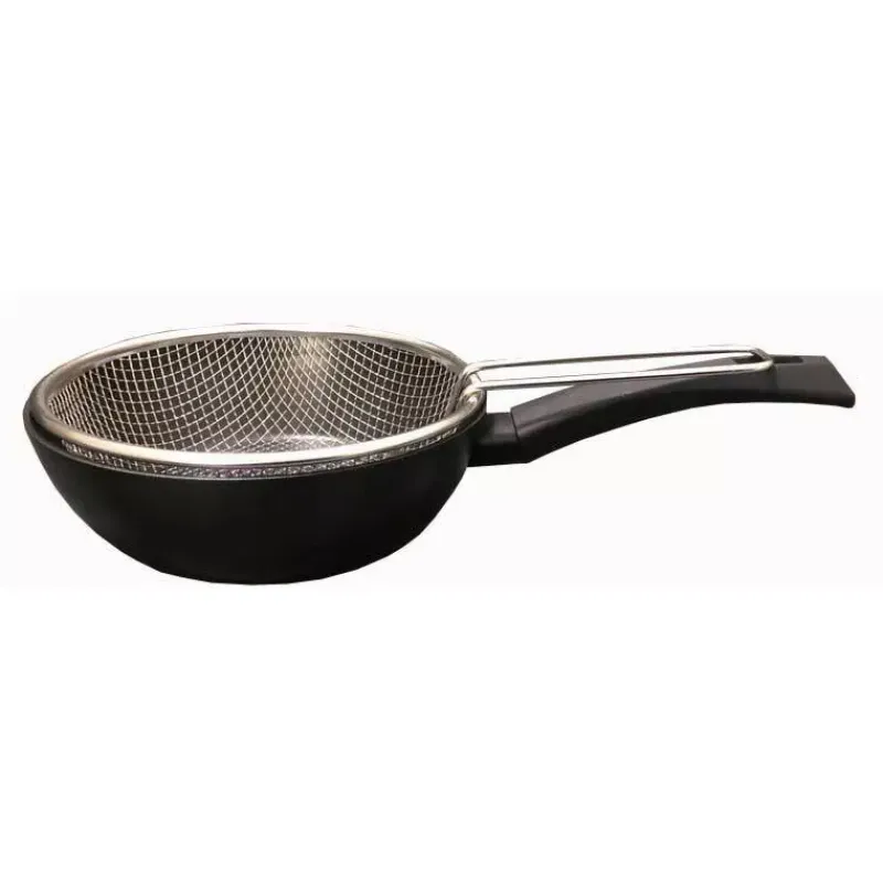 Woks En Fonte Aluminium-BAUMALU Poêle à frire haute Wok Panier à friture Aluminium forgé revêtu 28