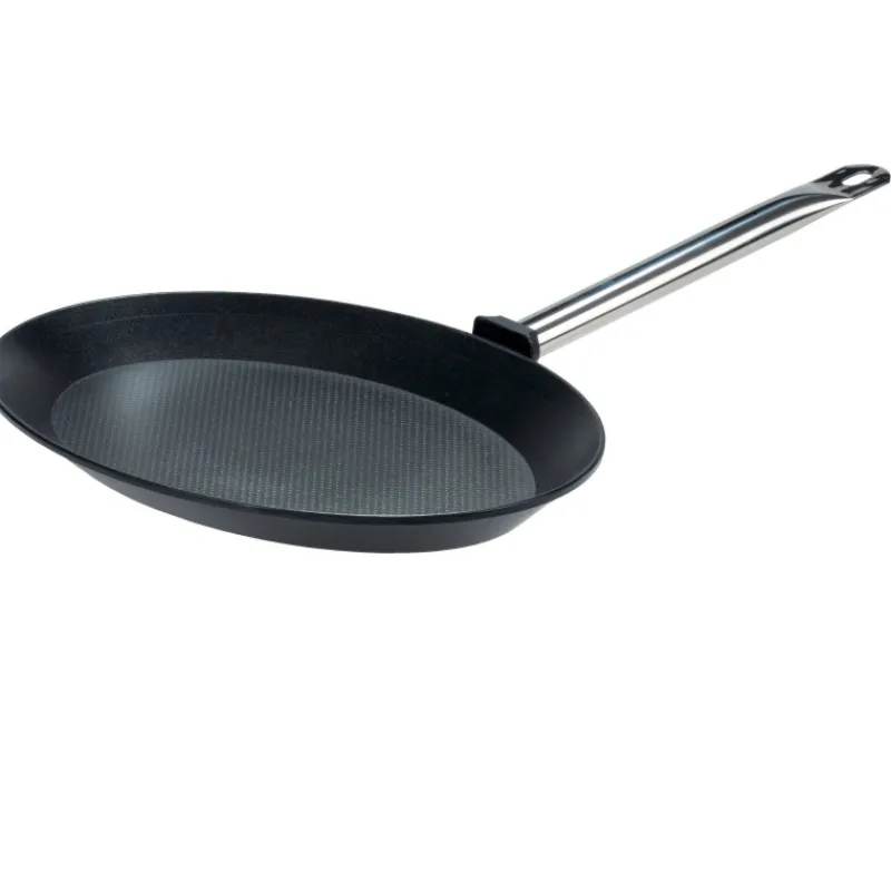 Poêles À Poisson-GSW Poêle à poisson 40x28 en fonte d´aluminium revêtue TITANIUM Gastro Manche Inox