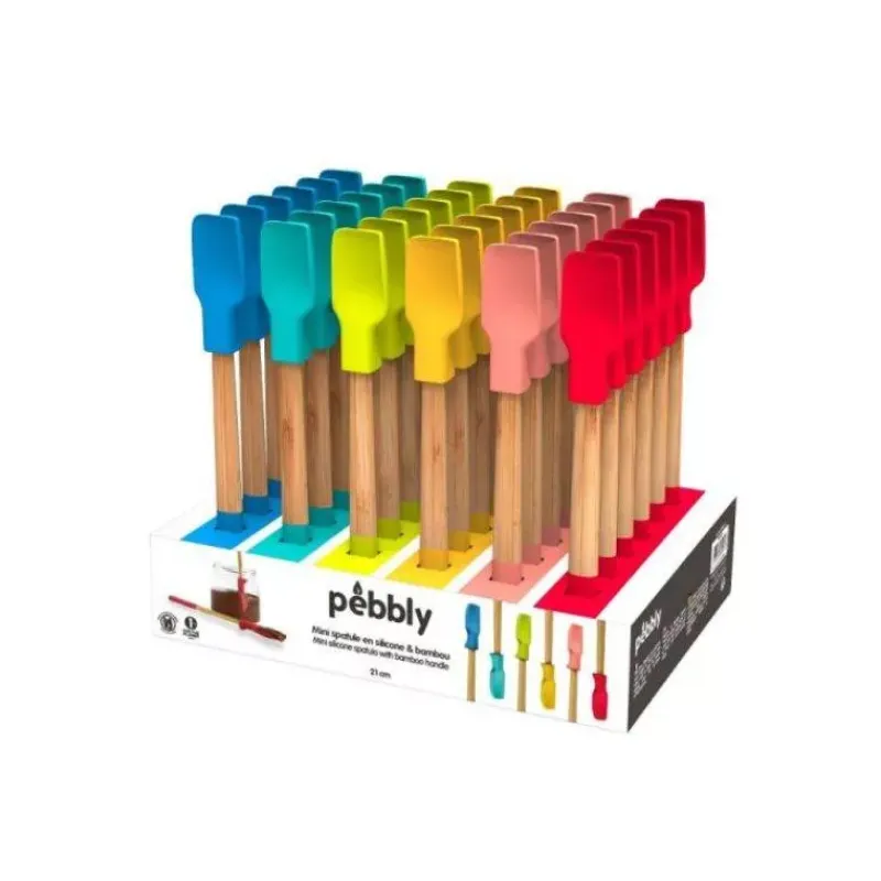 Spatules De Pâtisserie-Pebbly POP Mini Spatule en silicone manche en bambou Corail