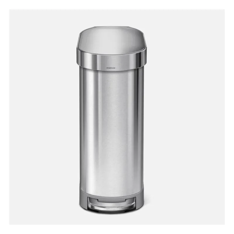 Poubelles À Pédale-simplehuman Poubelle de cuisine ovale étroite à pédale 45 L Inox