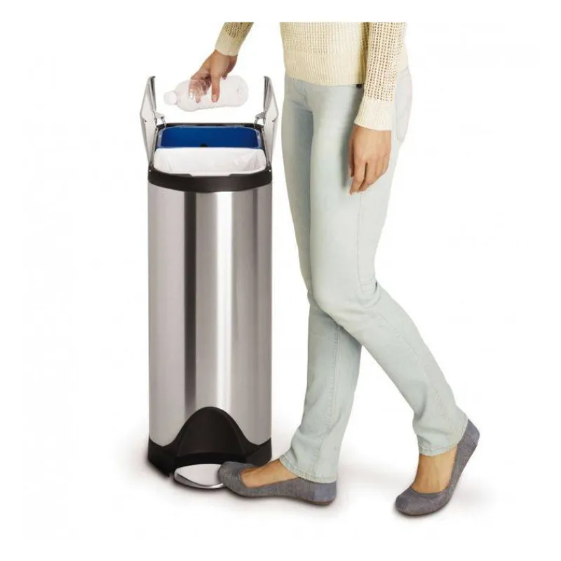 Poubelles De Tri Sélectif-simplehuman Poubelle de cuisine rectangulaire Tri sélectif  BUTTERFLY 2 x 20 L