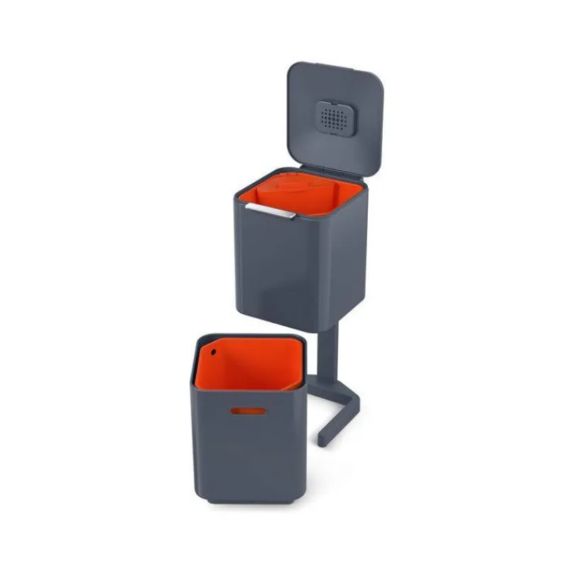 Poubelles De Tri Sélectif-Joseph Joseph Poubelle de cuisine Tri Sélectif TOTEM Compact 40 L Gris Graphite